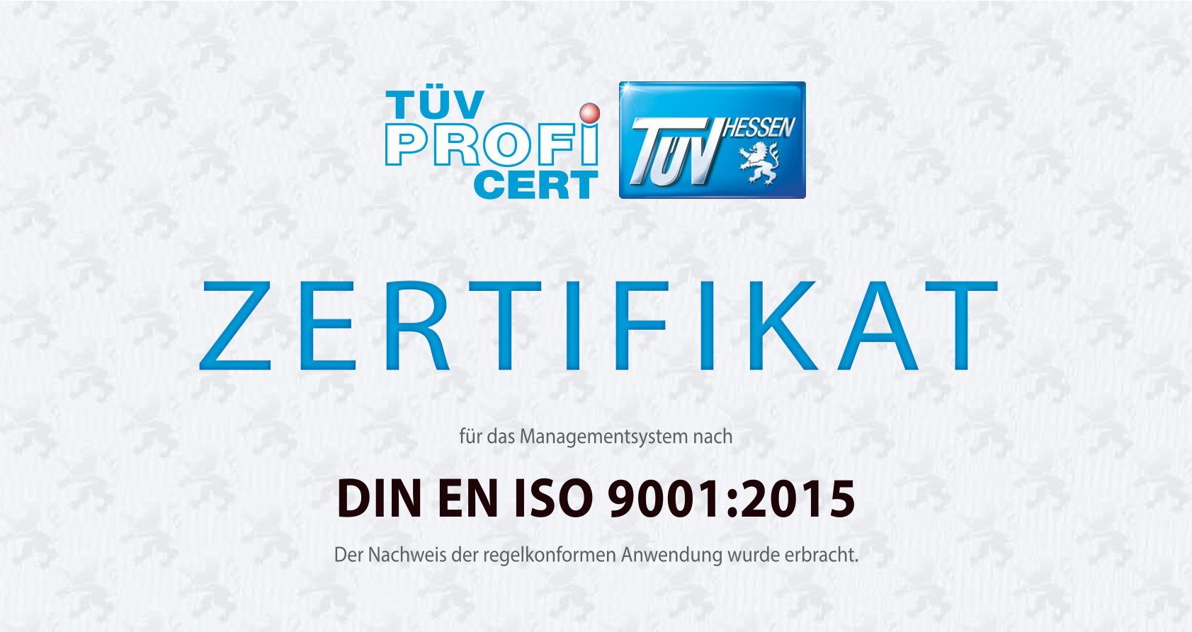 PTI AG - Zertifikat (Ausschnitt) des TÜV Hessen nach DIN EN ISO 9001:2015 vom 2023-10-06
